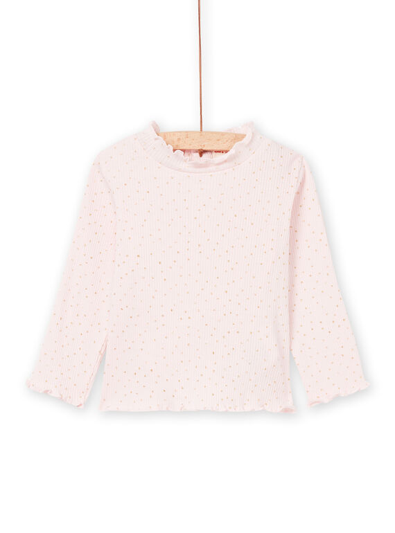 Sous-pull en maille côtelée rose PIJOSOUPRIB1 / 22WG09C3SPL632