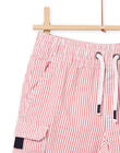 Bermuda à rayures rouge enfant garçon NOJOBERPOCH2 / 22S902C7BERF524