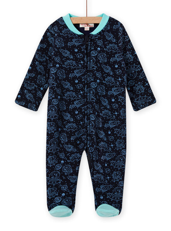 Grenouillère marine imprimé espace bébé garçon MEGAGRESPA / 21WH1492GREC243