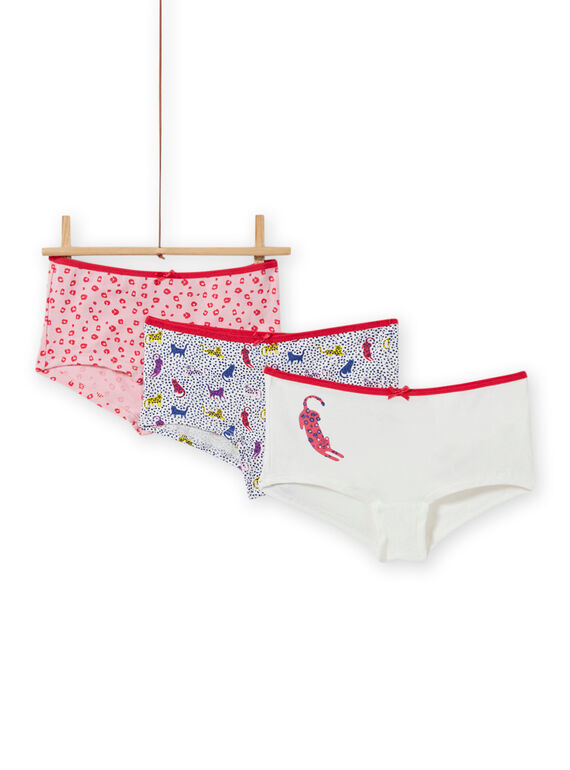 Lot de 3 shortys assortis imprimé léopard enfant fille MEFAHOTFEL / 21WH11B5SHY001