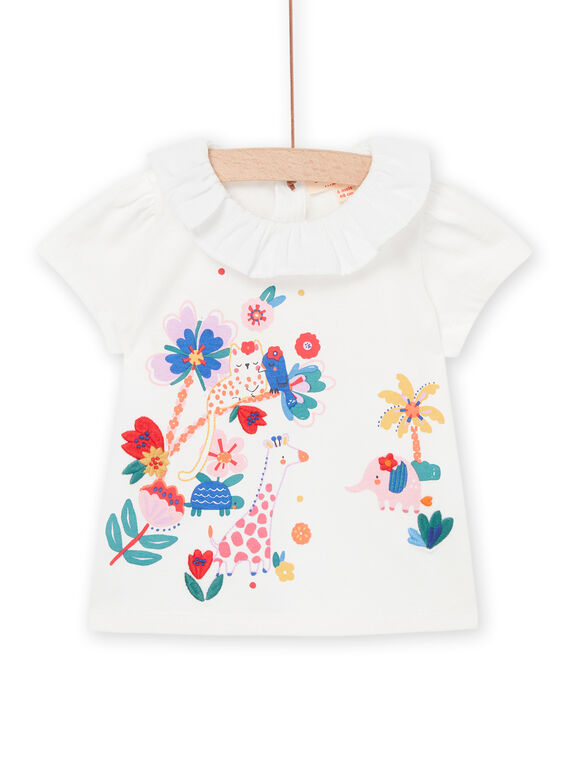 T-shirt blanc à collerette RINAUBRA / 23SG09N1BRA001