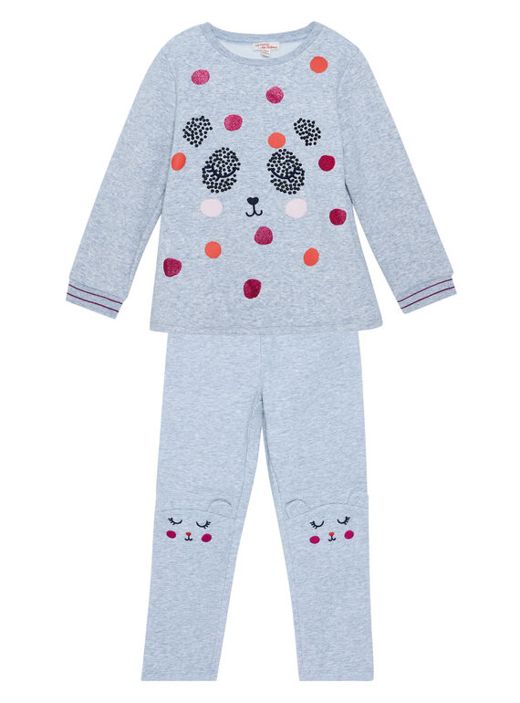 Pyjama en molleton chaud gris chiné enfant fille JEFAPYJDA / 20SH1127PYJ943