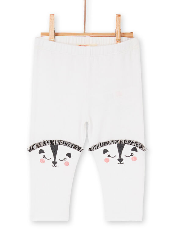 Legging blanc motif hérisson bébé fille LYIPOELEG2 / 21SI09Y2CAL001