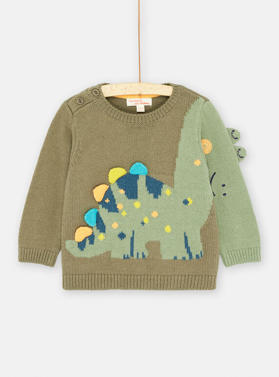 Pull vert animation dinosaure bébé garcçon SUVERPUL / 23WG10J1PULG631