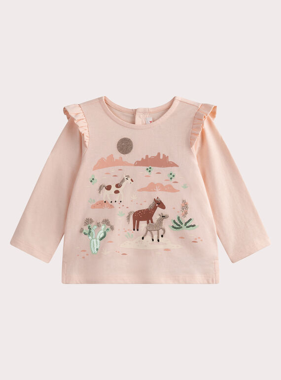 T-shirt rose pastel pour bébé fille WILANTEE2 / 25SG0943TMLD326