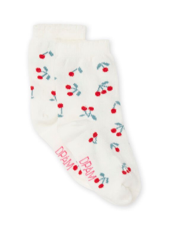 Chaussettes layette écrues à imprimé cerises RYIJOSOQ1 / 23SI0975SOQ001