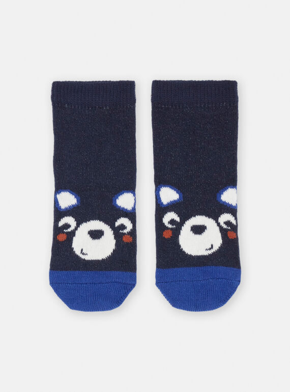 Chaussettes bleu marine à motif ours bébé garçon SYUJOCHOB5 / 23WI10M5SOQ715