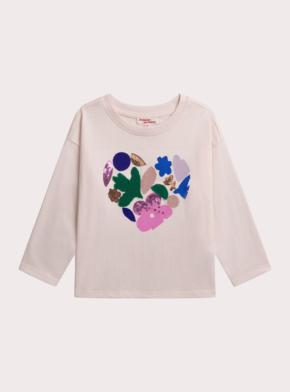 T-shirt beige animation floral fille XABLUTEE2 / 25W901N1TML114