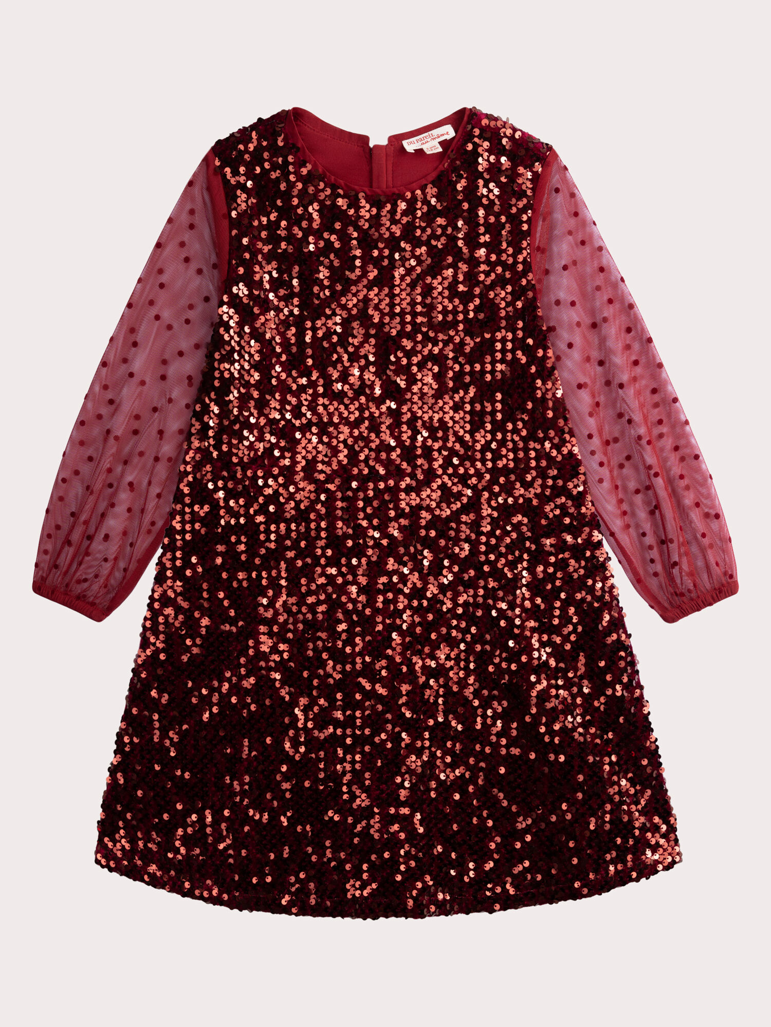 Robe a sequins bordeaux avec manches organza pour fille Robe DPAM