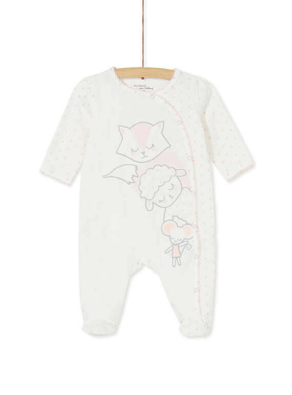Grenouillère layette fille broderies animaux  KEFIGREMAUX / 20WH13I1GRE001