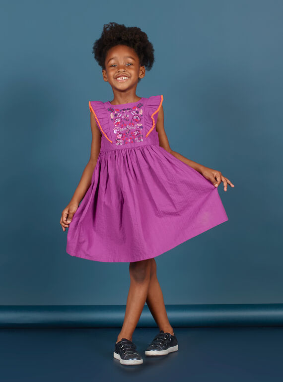 Robe patineuse violine brodée enfant fille MAPAROB2 / 21W901H2ROB712
