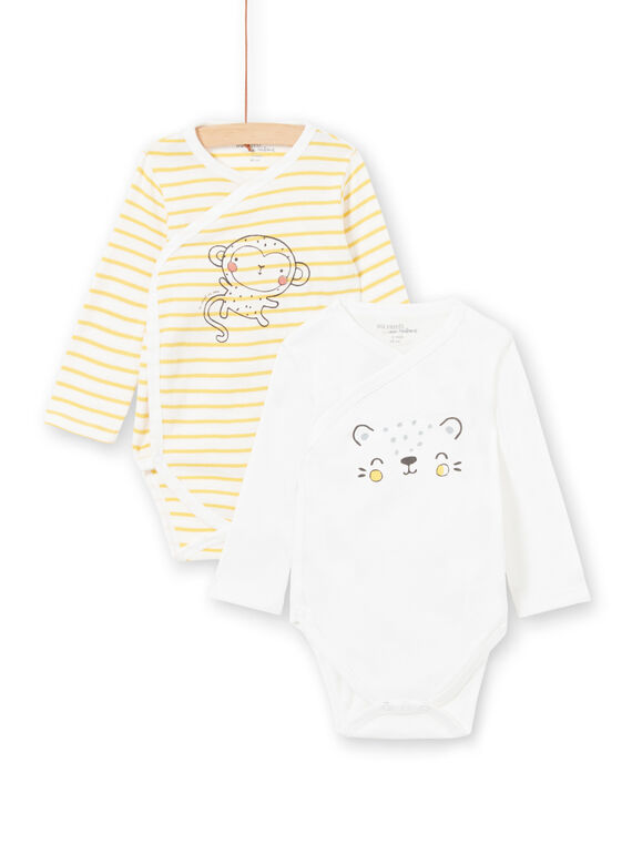 Lot de 2 bodys jaune et blanc naissance garçon LOU1BOD2 / 21SF04H2BOD000