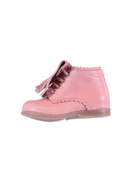 Bottillon Cuir Rose Avec Franges Amovible Bebe Fille 50 Bebe Dpam