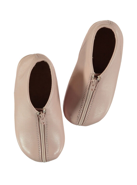 Chausson bottilon cuir rose bébé fille GBFBOBEBE / 19WK37B1D0A030