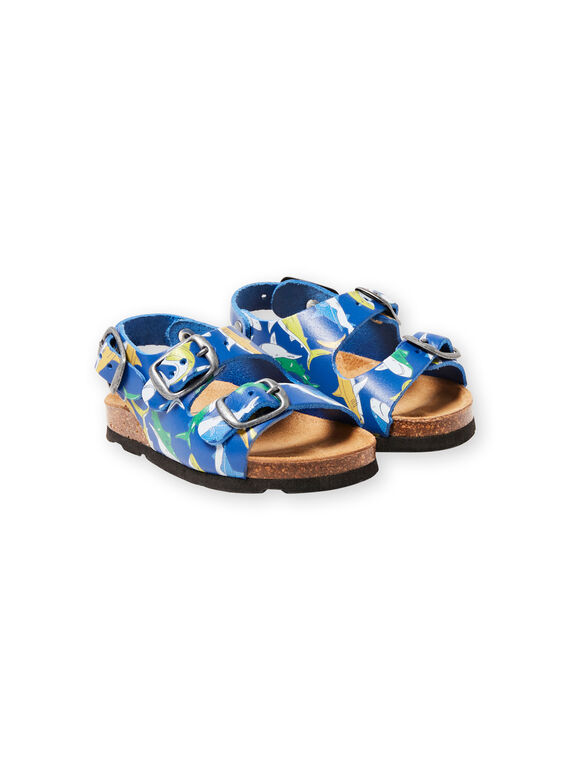 Sandales bleu marine à imprimé requins bébé garçon LBGNUREQUIN / 21KK385CD0E070