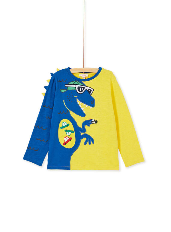 Tee shirt animé bleu et jaune, manches longues enfant garçon. KORETEE2 / 20W902G1D5I106