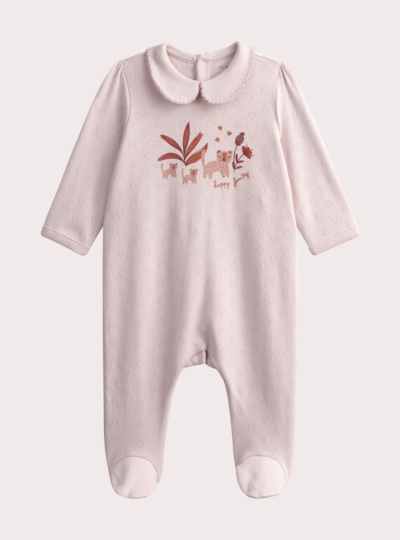 Grenouillère rose ajourée  pour bébé fille WEFIGREJUN / 25SH13B4GRED320
