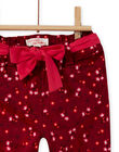 Pantalon rouge bordeaux imprimé fleuri en satin bébé fille MIFUNPAN1 / 21WG09M2PAN504