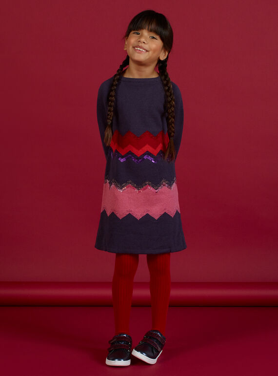 Robe tricot avec sequins enfant fille MAFUNROB2 / 21W901M1ROBH703