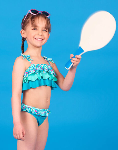Maillot De Bain 2 Pieces Turquoise Enfant Fille Special Plage Dpam