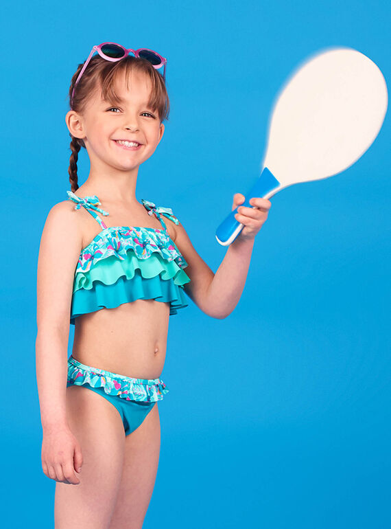 Maillot de bain 2 pièces turquoise enfant fille LYABIK2 / 21SI01DCMAIG621