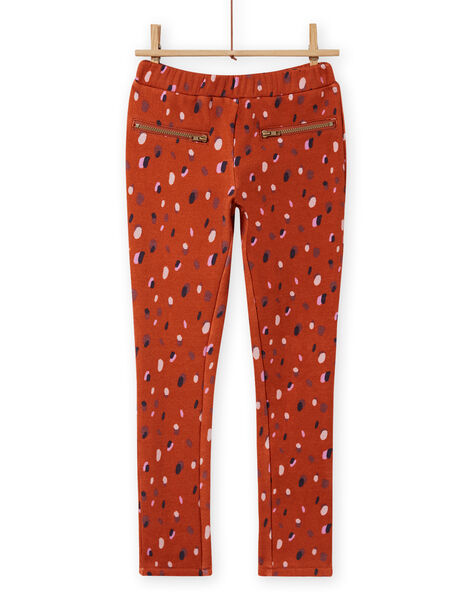 Pantalon fourré caramel imprimé confettis enfant fille MACOMPANT / 21W901L1PAN420