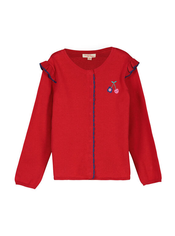 Gilet rouge en maille fille FACOCAR1 / 19S90181CAR050