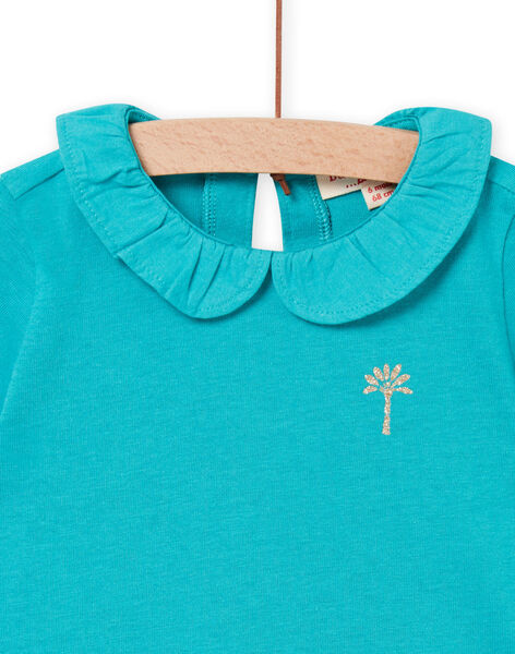 T-shirt à col Claudine turquoise bébé fille NIJOBRA8 / 22SG09C2BRA202