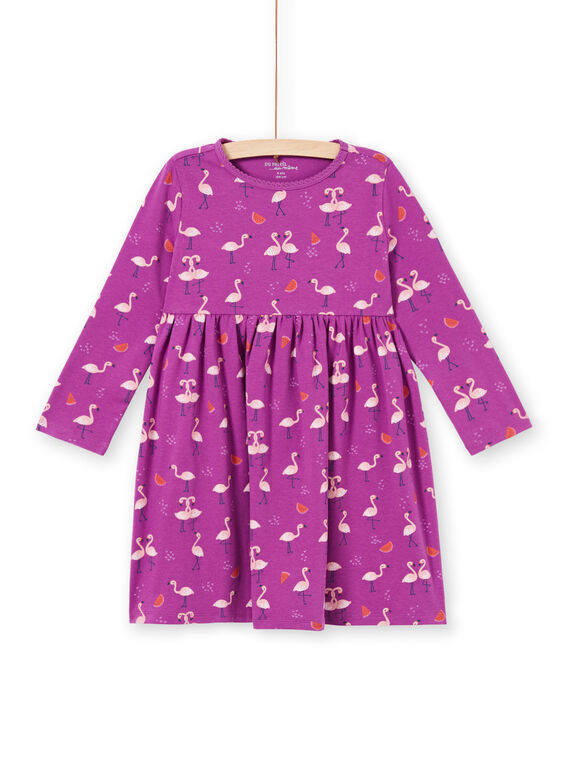 Chemise de nuit violette flamants roses et pastèques enfant fille MEFACHUFLA / 21WH1131CHN712