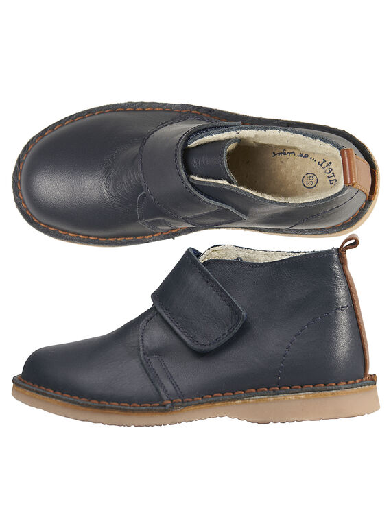 Bottines bleu marine en cuir enfant garçon GGBOOTVITAL / 19WK36X1D0D070