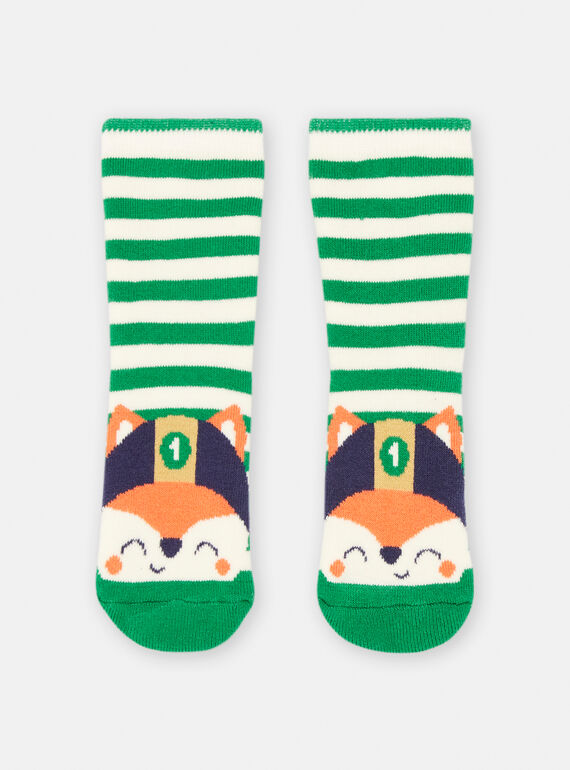 Chaussettes à rayures vertes pour bébé garçon SYUKHOCHO / 23WI10N2SOQG629
