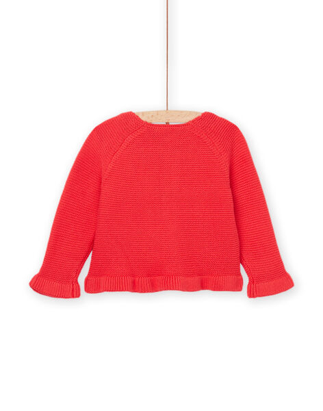 Cardigan rouge à motifs coeurs ajourés RINAUCAR / 23SG09N1CAR505