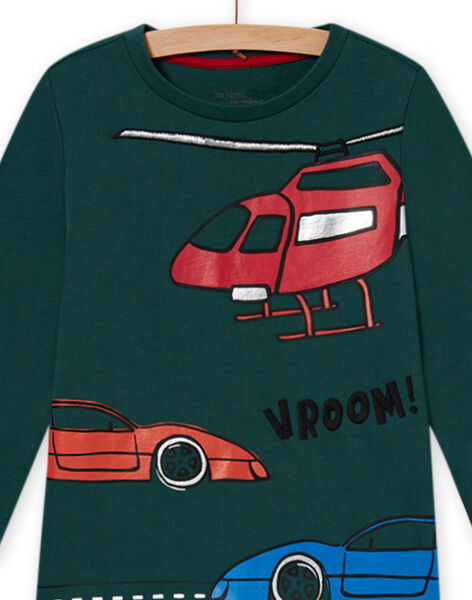 Ensemble pyjama en molleton vert à motif voitures enfant garçon MEGOPYJCAR / 21WH1299PYJ060