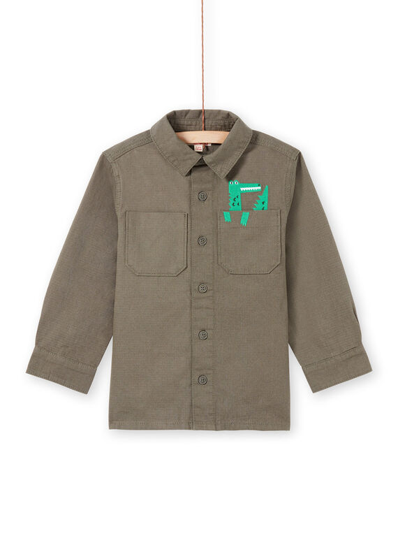 Surchemise vert kaki à motif crocodile enfant garçon MOKASURCHEM / 21W902I1CHM628