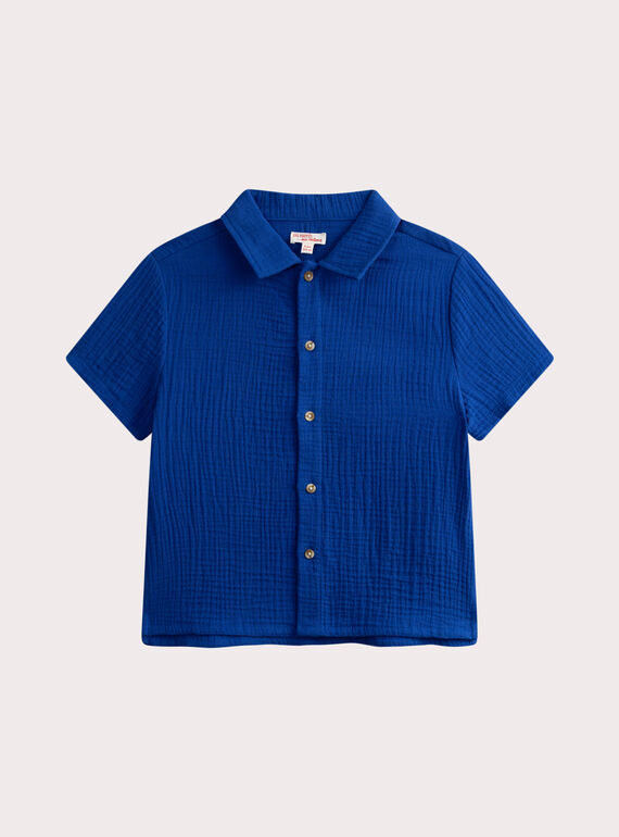 Chemise bleue oversize en gaze de coton 