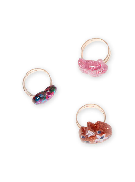 Lot de 3 bagues assorties à paillettes enfant fille MYAJORING1 / 21WI01S2BAG953