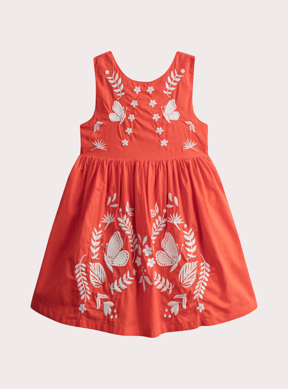 Robe orangée brodée croisée dans le dos WALIROB2 / 25S901T1ROBF527