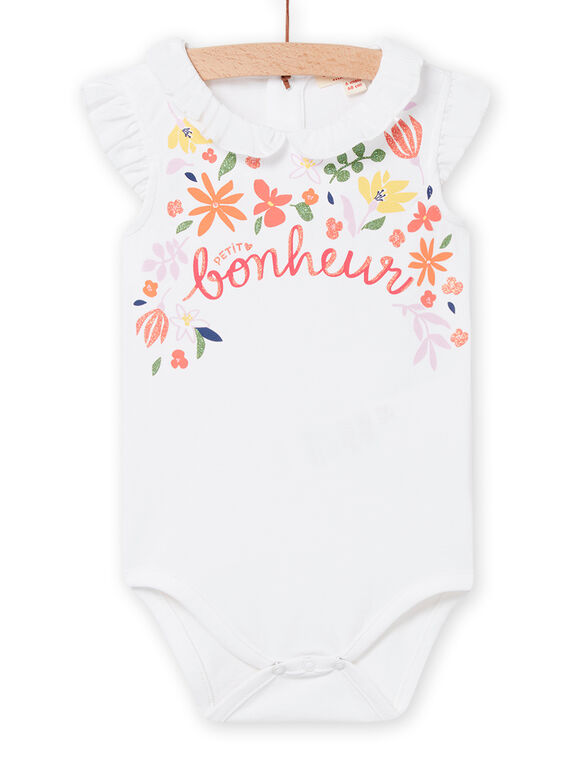 Body blanc à motifs fleurs et lettrage bébé fille NIHOBOD / 22SG09T1BOD000