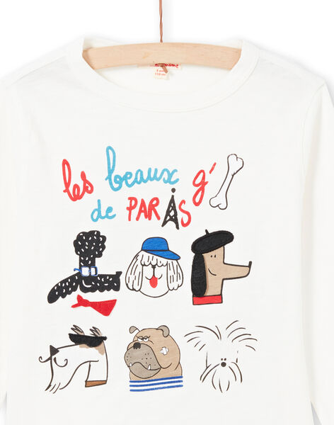 T-shirt blanc motifs chiens fantaisie enfant garçon MOMIXTEE2 / 21W902J3TML810