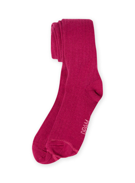 Collant uni côtelé rose foncé enfant fille MYAJOCOL3 / 21WI0117COLD312