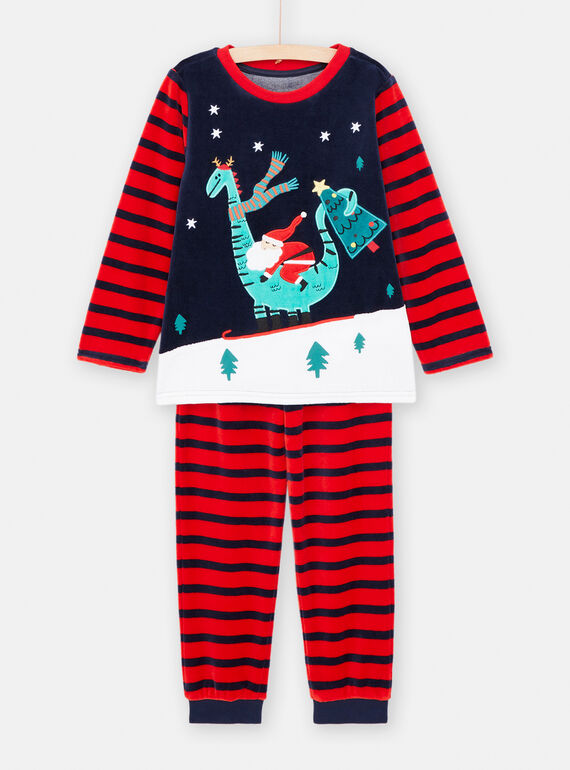 Pyjama NOEL rayé rouge pour enfant garçon : - Pyjama