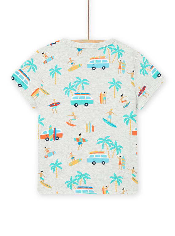 T-shirt manches courtes gris chiné à imprimé fantaisie enfant garçon NOWATI1 / 22S902V1TMCJ920