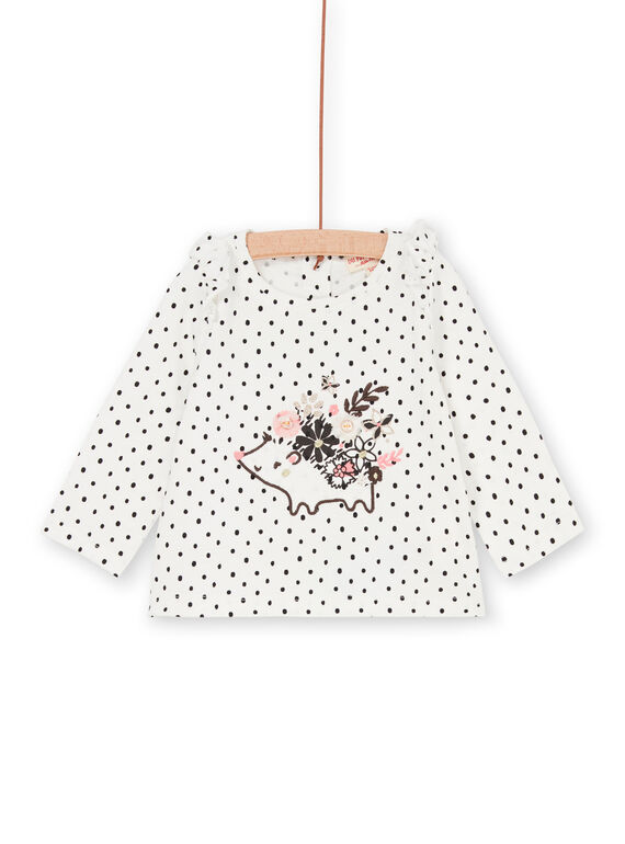 T-shirt écru à pois motif fantaisie bébé fille LIPOETEE1 / 21SG09Y2TML001