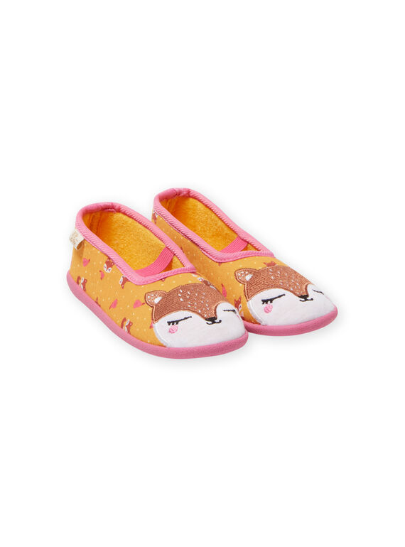 Pantoufles jaunes motif renard enfant fille MAPANTREN / 21XK3531D07010