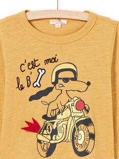 T-shirt jaune moutarde animation chien et moto enfant garçon MOMIXTEE3 / 21W902J5TMLB101