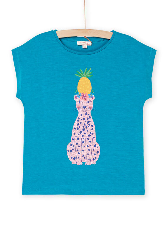 T-shirt turquoise à motif léopard RAJOTI10 / 23S90192TEEC217