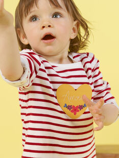 T-shirt réversible à rayures et imprimé cœurs bébé fille MIMIXTEE / 21WG09J1TML001