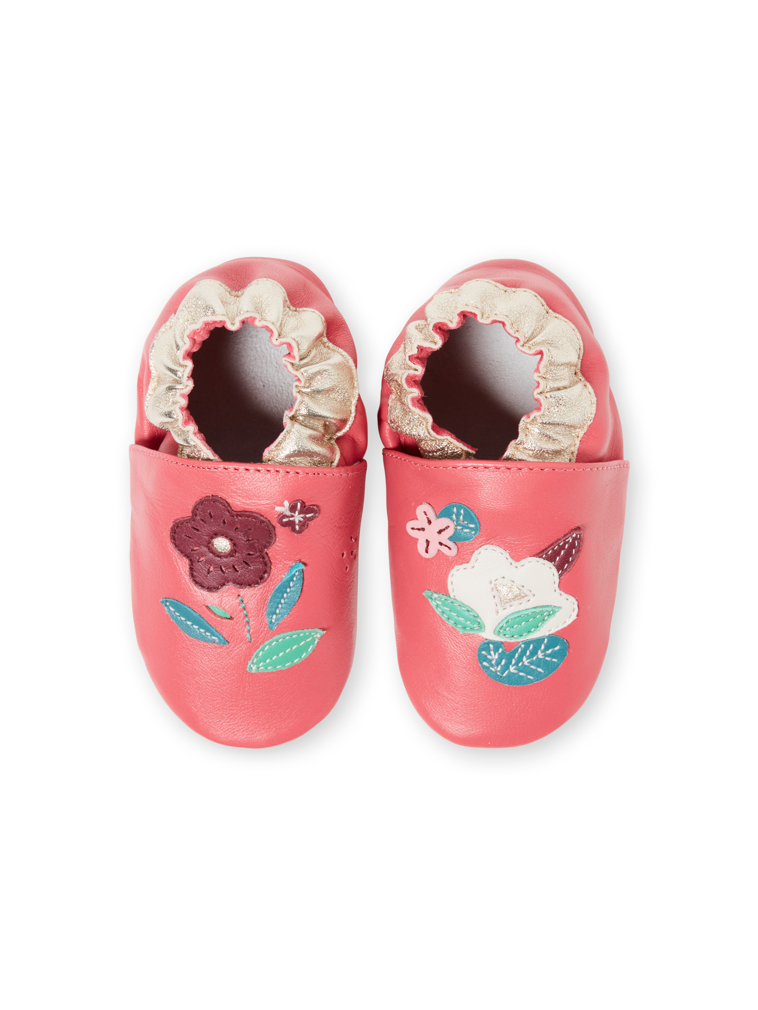 chausson en cuir bébé fille