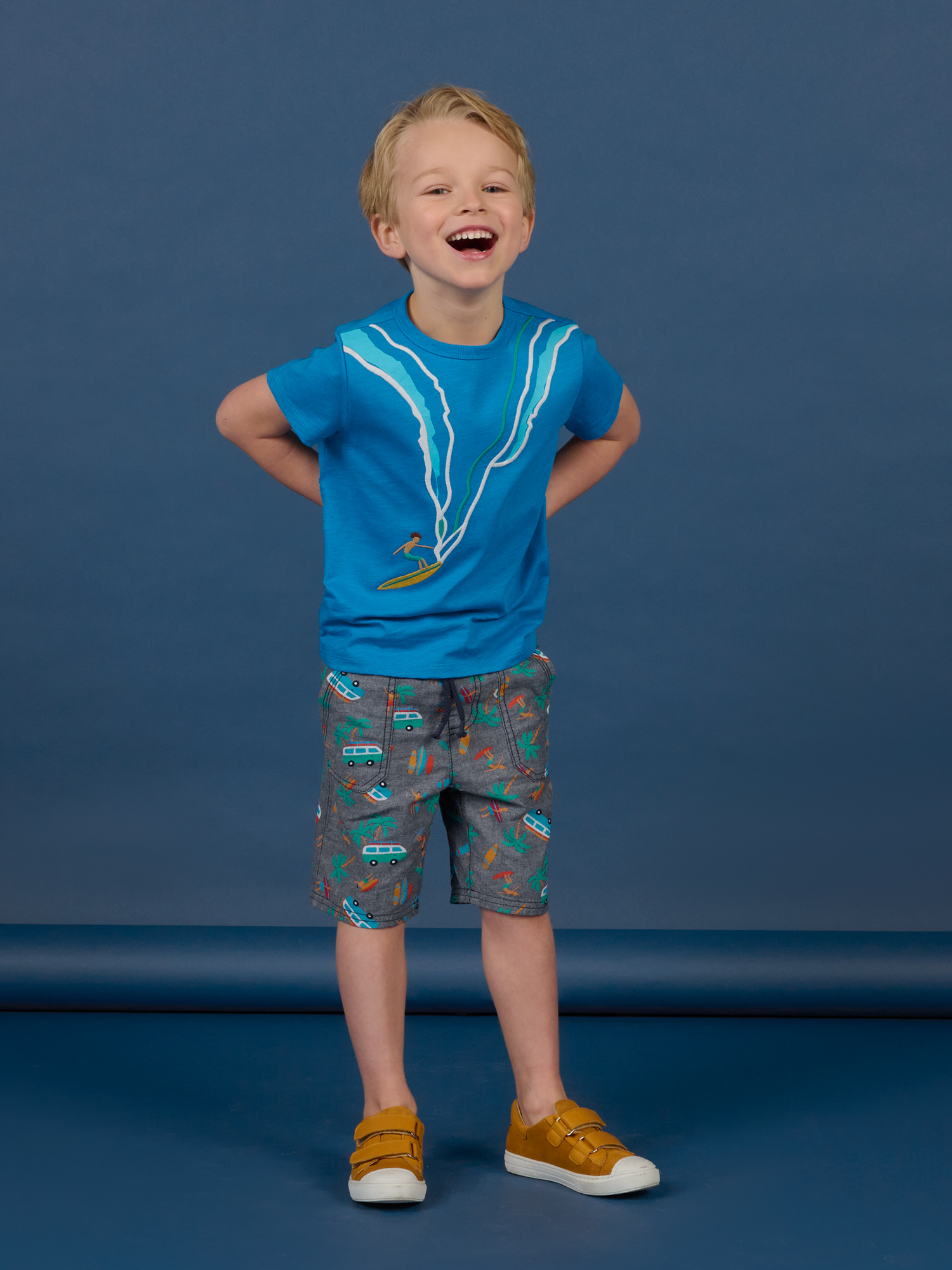 T-shirt Manches Courtes Bleu À Motif Surfeur Enfant Garçon - 2A - Du Pareil Au Même