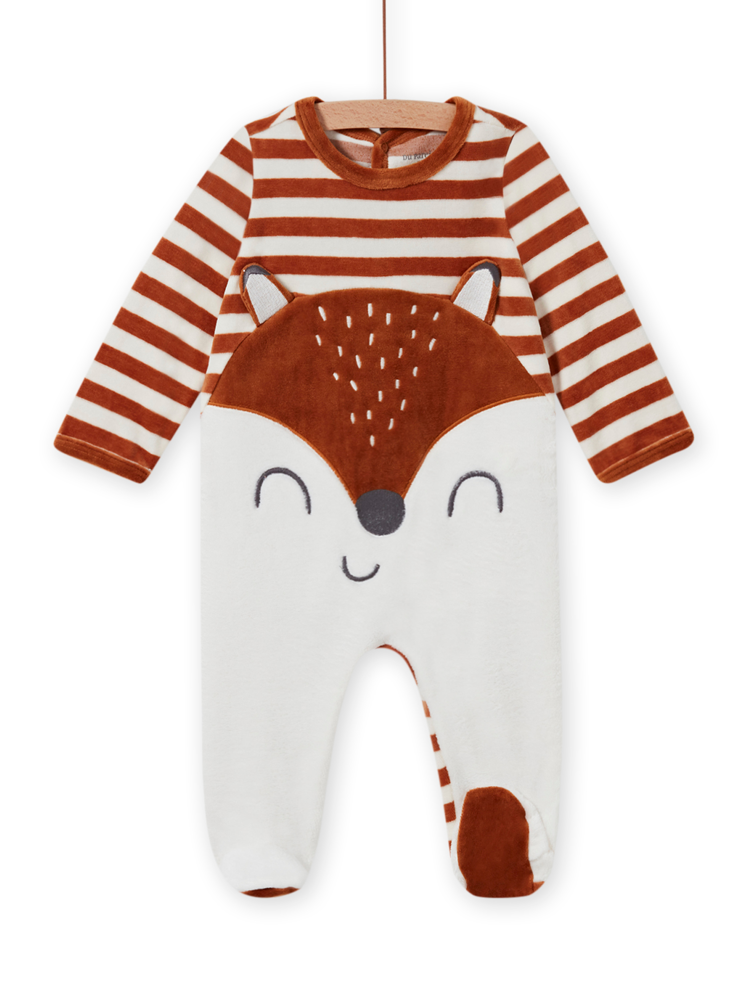 Grenouillère en velours rayée motif renard bébé garçon achat en ligne